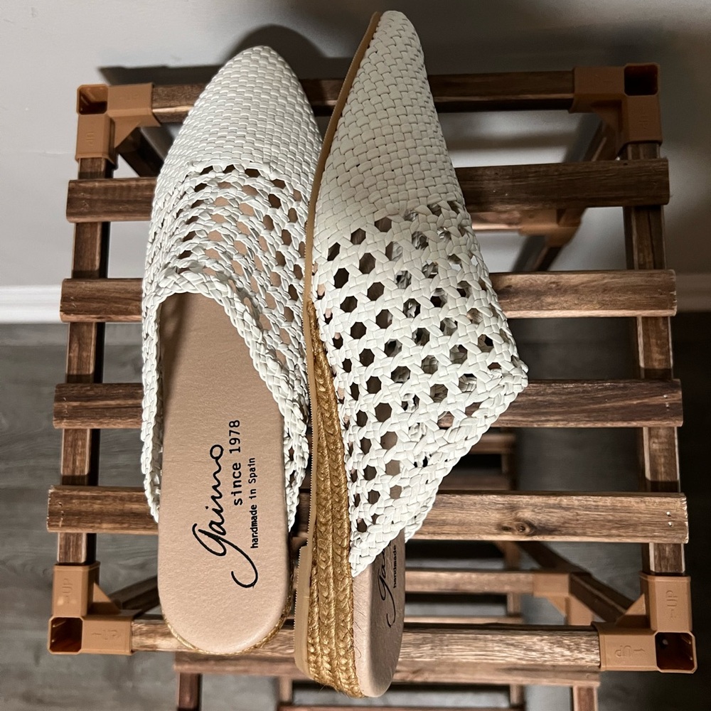 Gaimo Women’s Size 10 White Woven Leather Mules - Picture 7 of 9